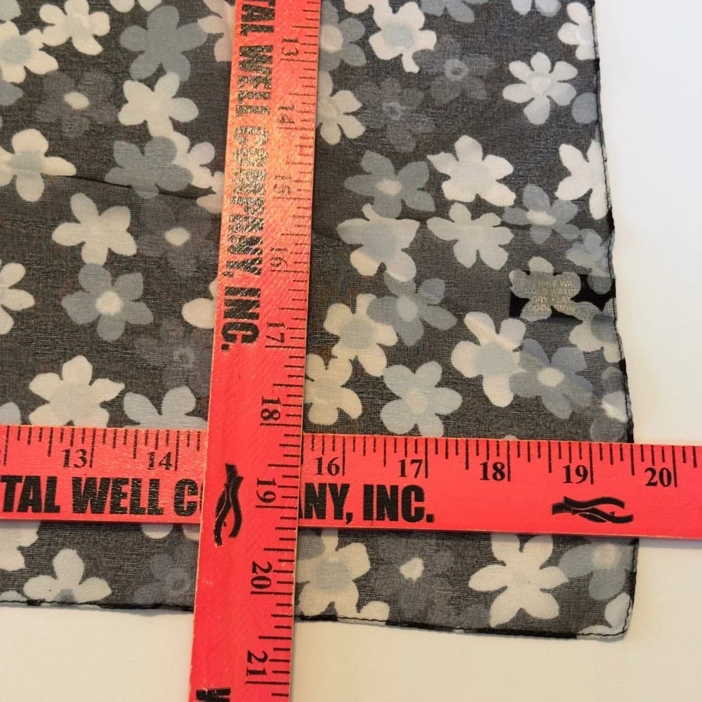 Made in Italy Floral‎ Square Scarf Black Grey White Polyester Neck Hair Scarf